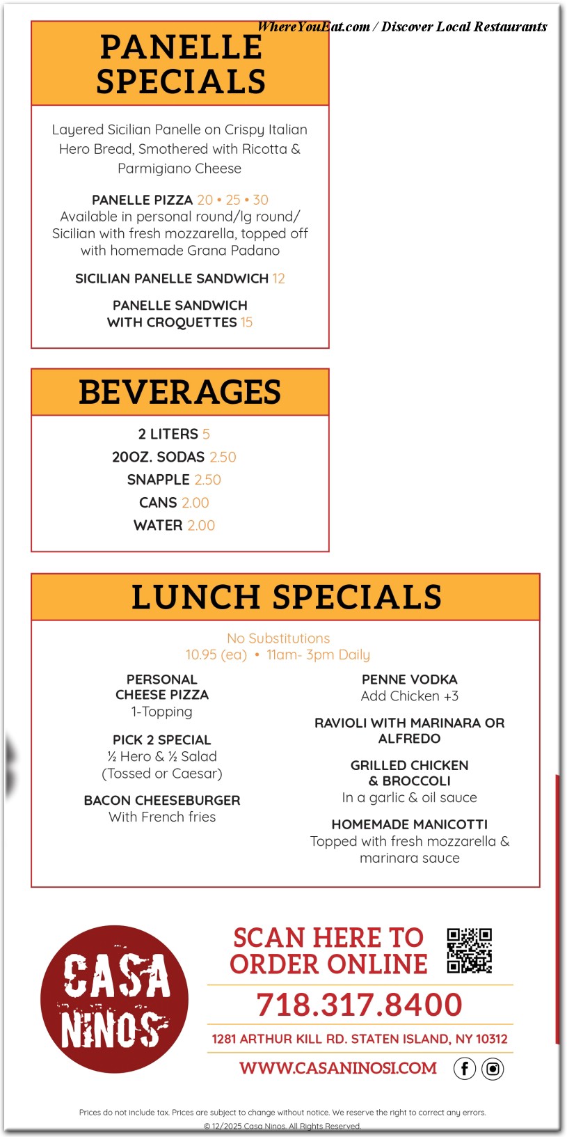 Casa Nino's food photos